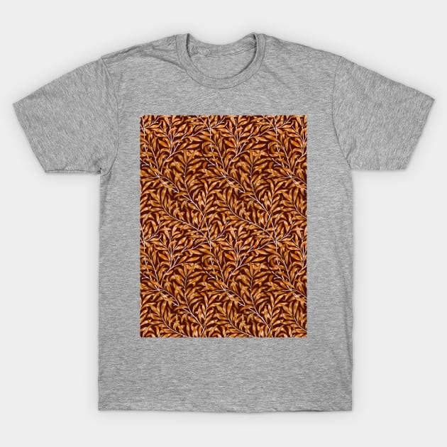 William Morris Willow Boughs Recolored Orange on Red T-Shirt by tiokvadrat